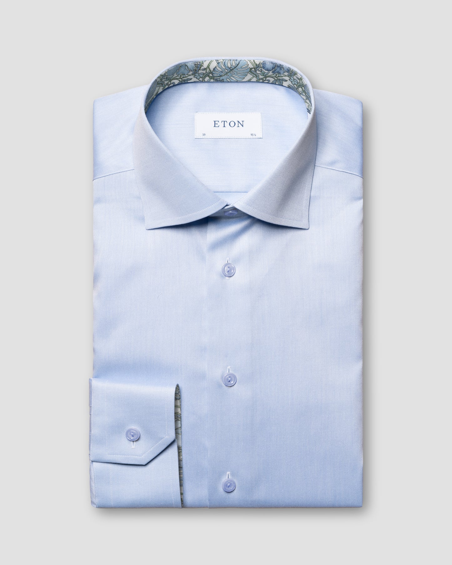 Floral Effect Twill Shirt - Light Blue