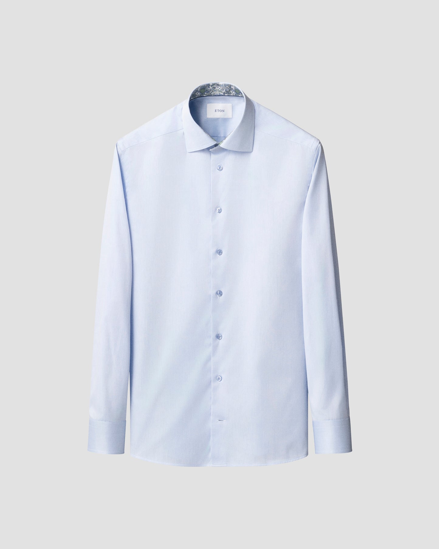 Floral Effect Twill Shirt - Light Blue