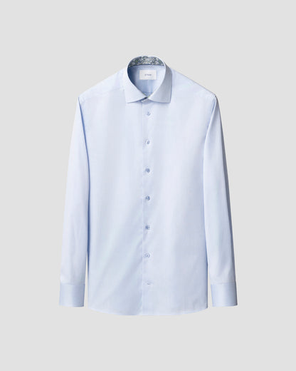 Floral Effect Twill Shirt - Light Blue