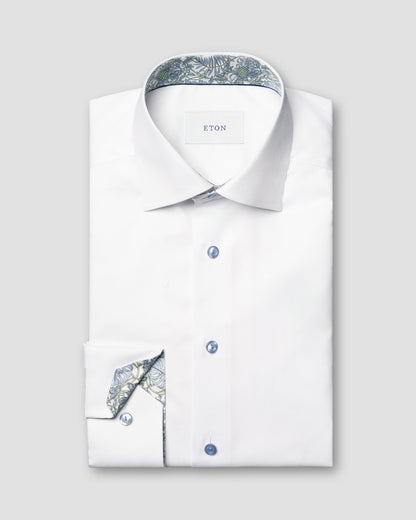 Floral Effect Twill Shirt - White