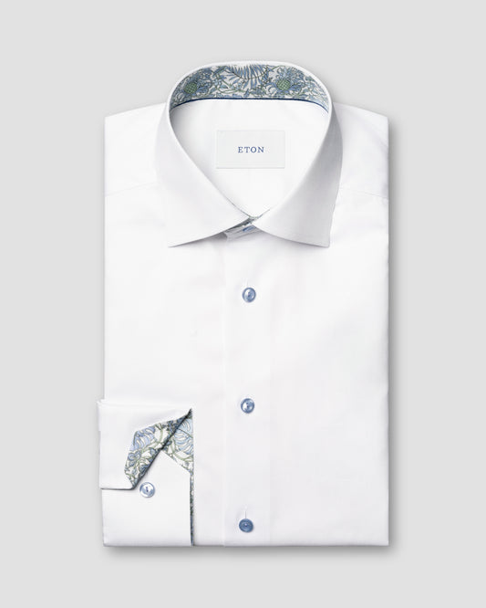 Floral Effect Twill Shirt - White