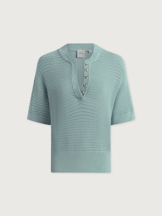 Callie Knit Top - Porcelain Blue