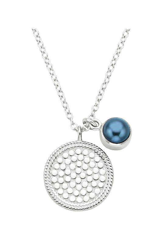 Blue Pearl Dual Disc Necklace