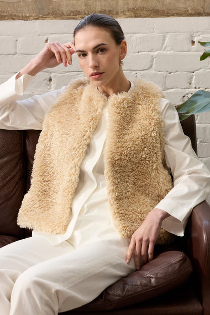 Faux Sheepskin Gilet Cream