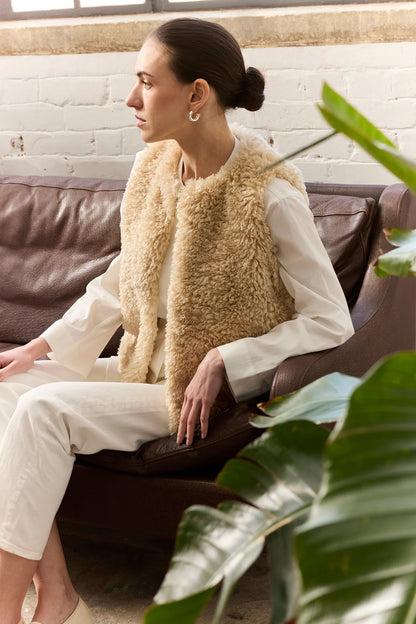 Faux Sheepskin Gilet Cream