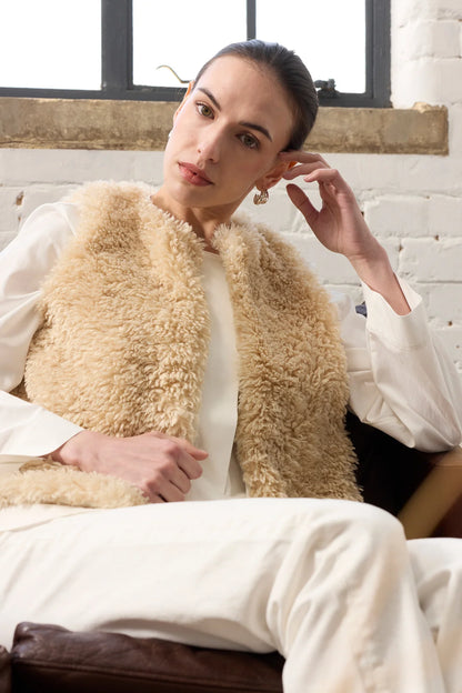 Faux Sheepskin Gilet Cream