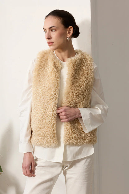 Faux Sheepskin Gilet Cream