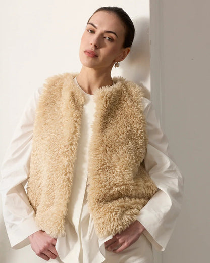 Faux Sheepskin Gilet Cream