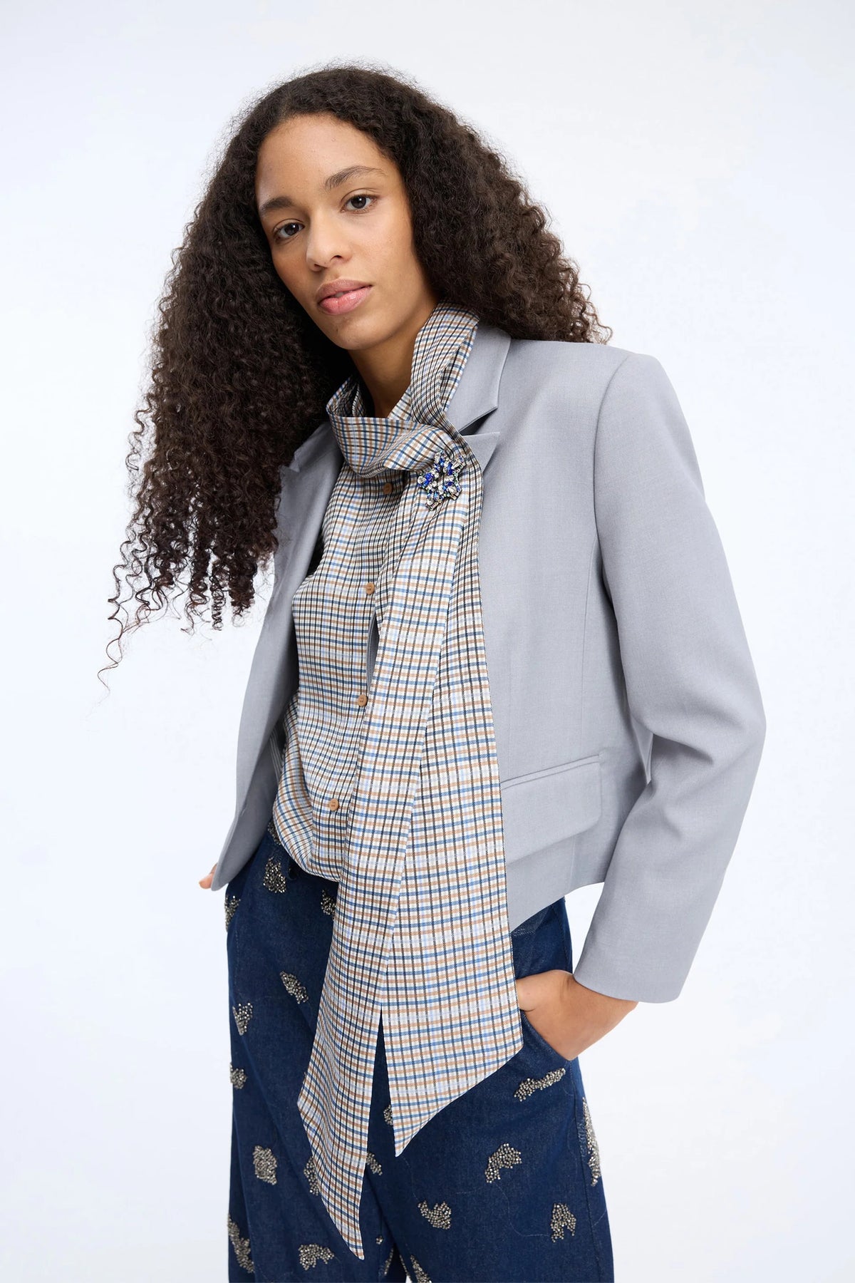 Veiling Check Blouse