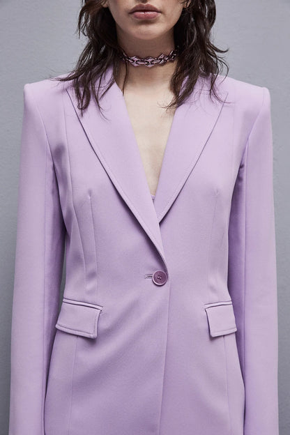 Lilac One-Button Crepe Jacket