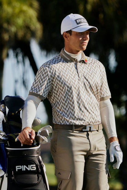 Tour Tech Print Polo Shirt - Bridge Stack Brindle