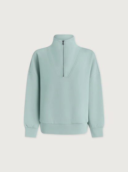 Hawley Half Zip Sweat - Porcelain Blue