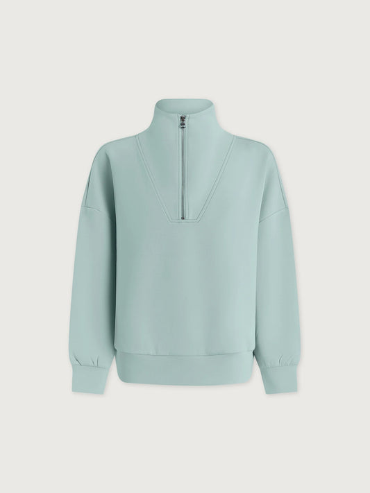 Hawley Half Zip Sweat - Porcelain Blue