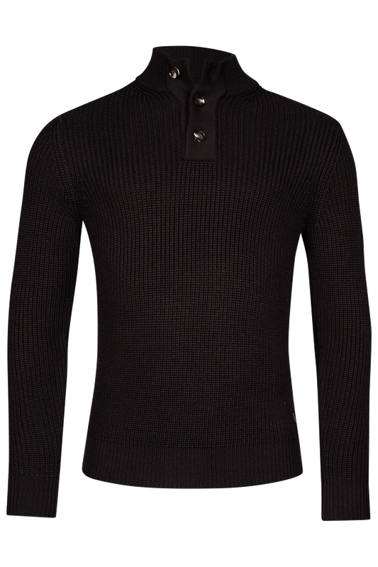 Heavyweight Sweater with Button Neck