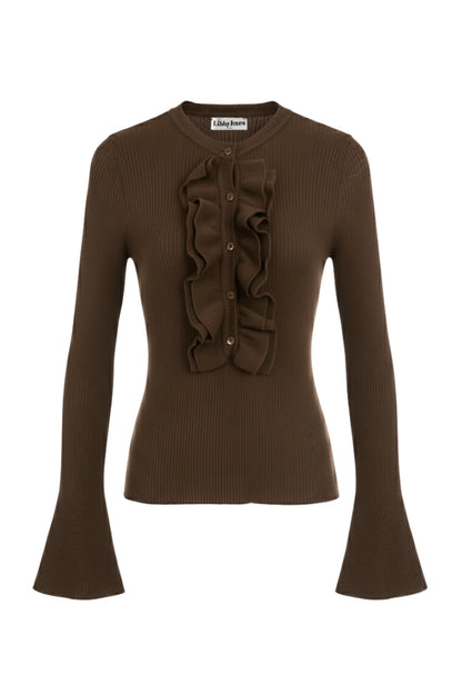 Gracie Frill Top - Brown