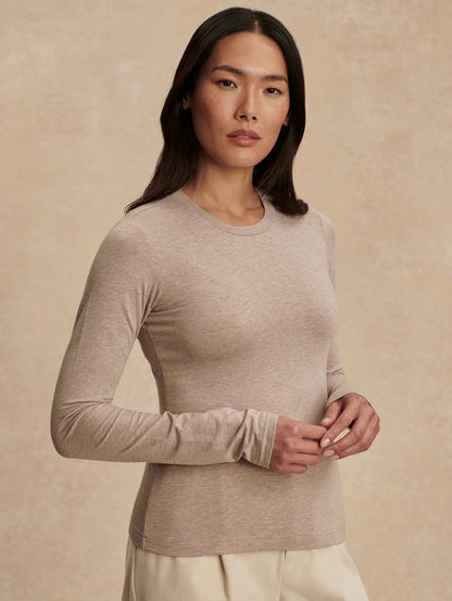 Edna Long Sleeve Tee - Taupe Marl