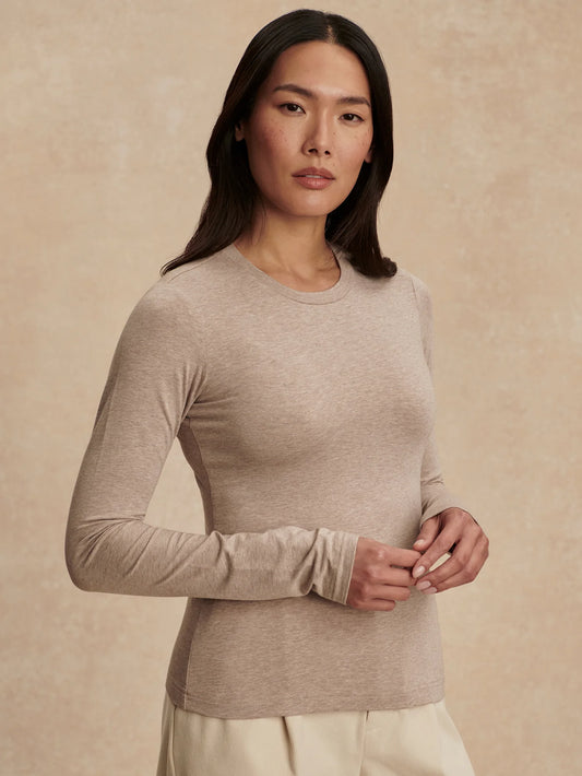 Edna Long Sleeve Tee - Taupe Marl