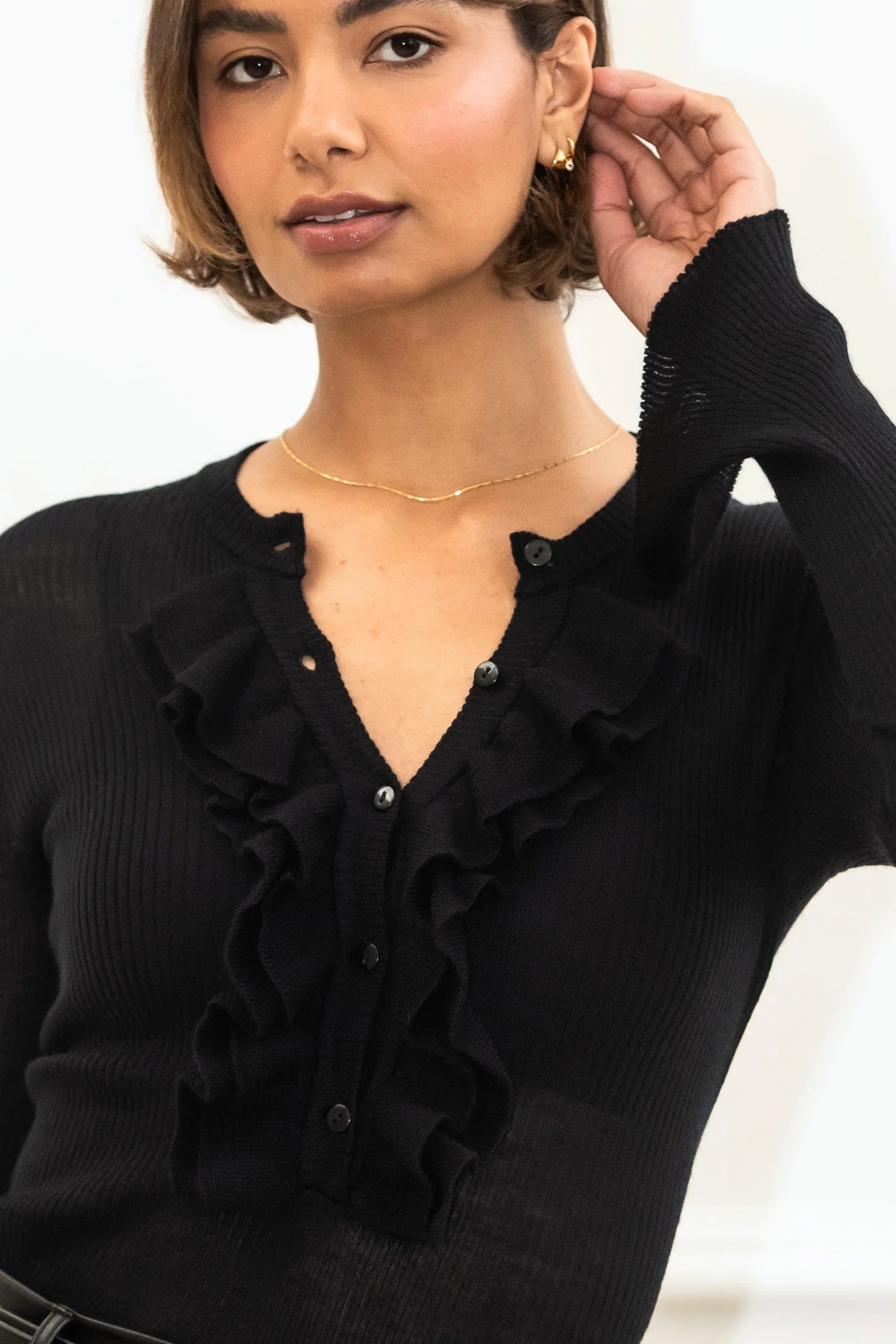 Gracie Frill Top - Black