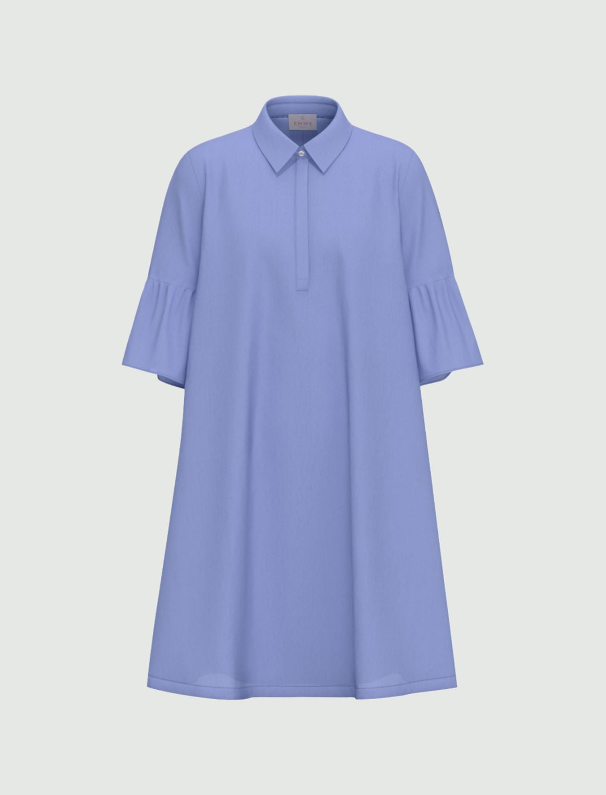 Flounce-sleeve poplin dress - Periwinkle Blue