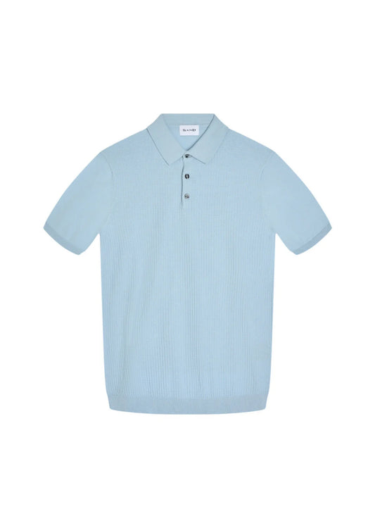 Retro Knit Polo - Light Blue