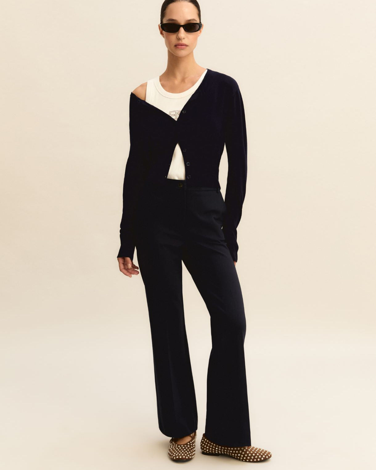 EMM Flare Jersey Trouser Navy