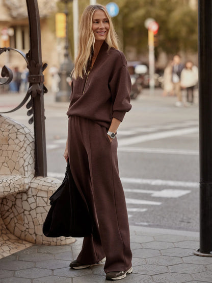Wide-Leg Pant 30" – Coffee Bean Marl