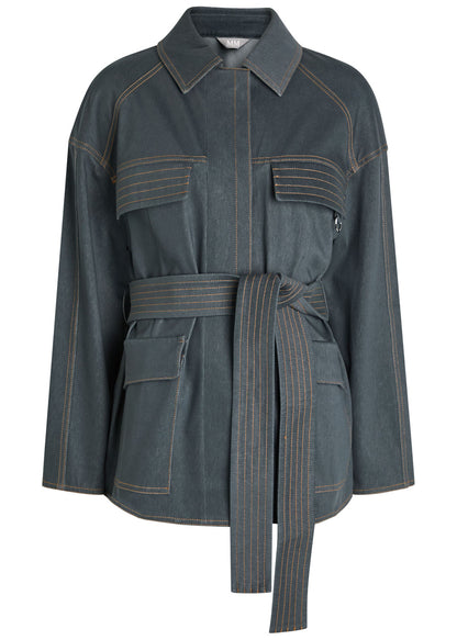 MM Belted Stretch Denim Jacket