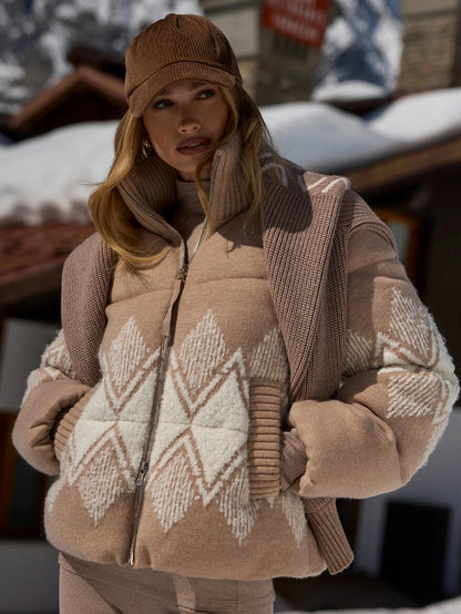 Belinda Knit Puffer - Light Taupe