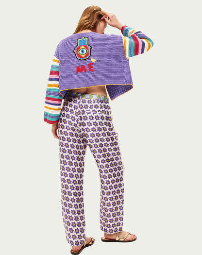 Ibiza Love Crochet Cardigan - Purple