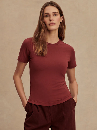 Regina Fitted Tee - New Maroon