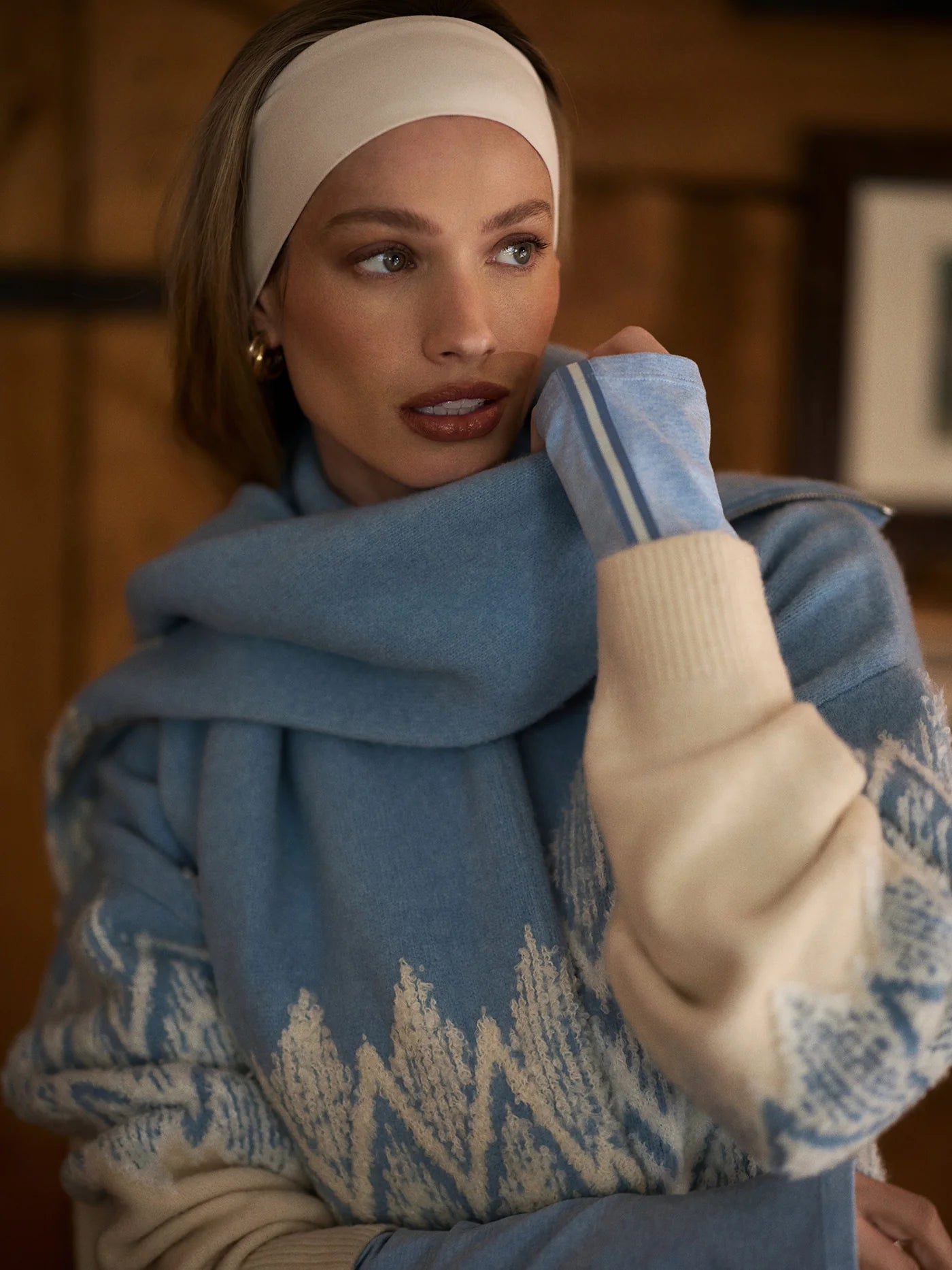 Hedda Fairisle Half Zip Knit - Ashley Blue