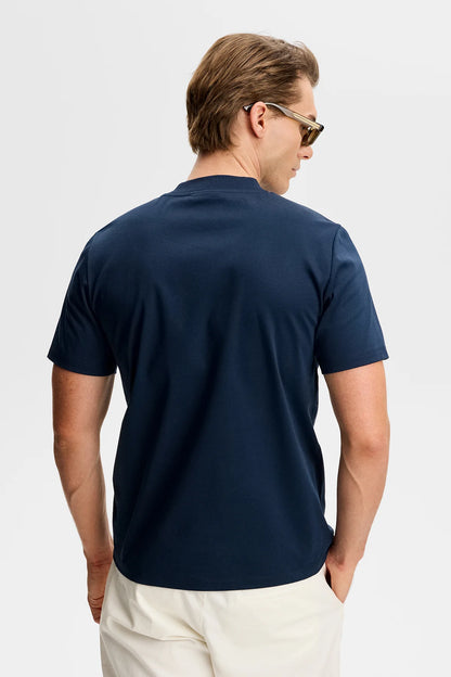 Ace Navy Mock Neck T-Shirt