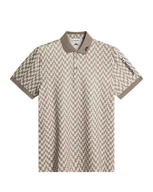 Tour Tech Print Polo Shirt - Bridge Stack Brindle