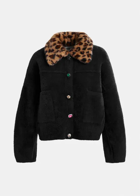 Intention Cardigan With Fur Collar