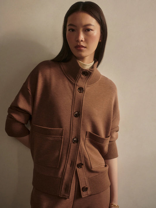 Sabrina Button Through Sweat - Golden Bronze