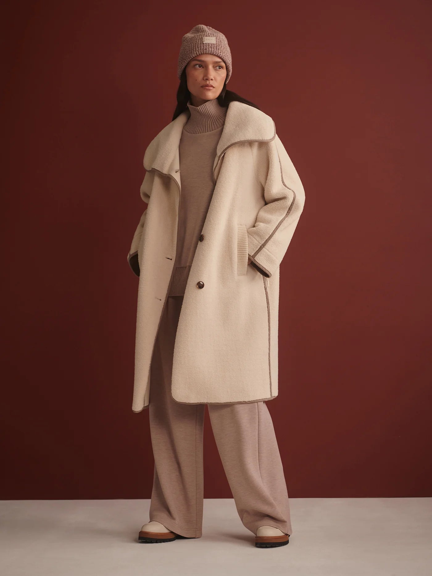 Clemence Sherpa Coat - Sandshell