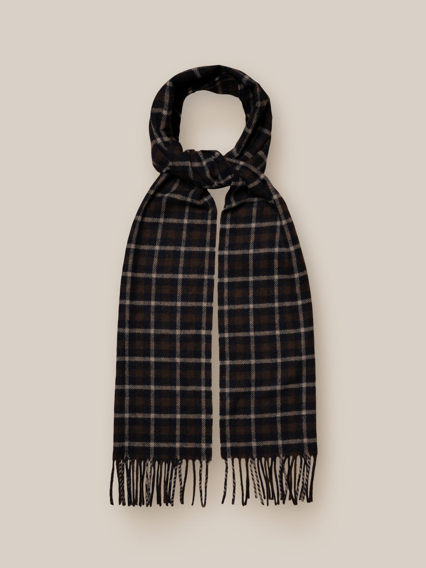 Navy Check Wool Scarf