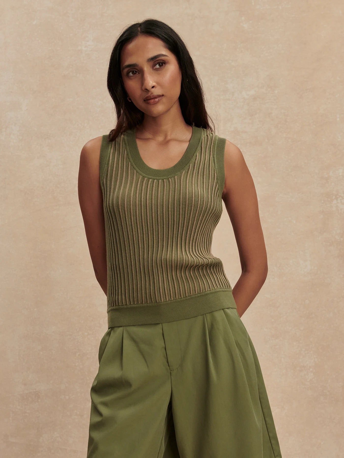 Aldcroft Stitch Knit Tank - Olivine