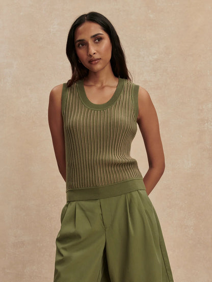 Aldcroft Stitch Knit Tank - Olivine
