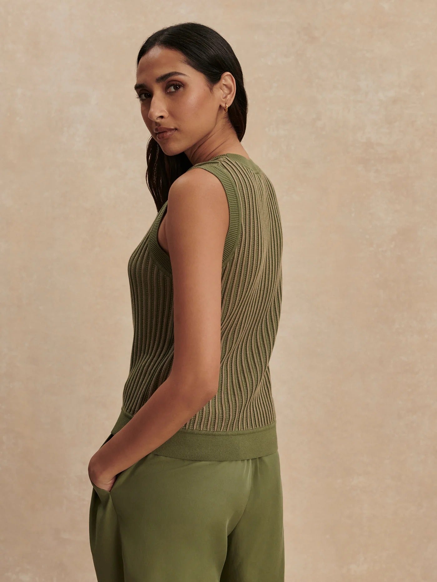 Aldcroft Stitch Knit Tank - Olivine