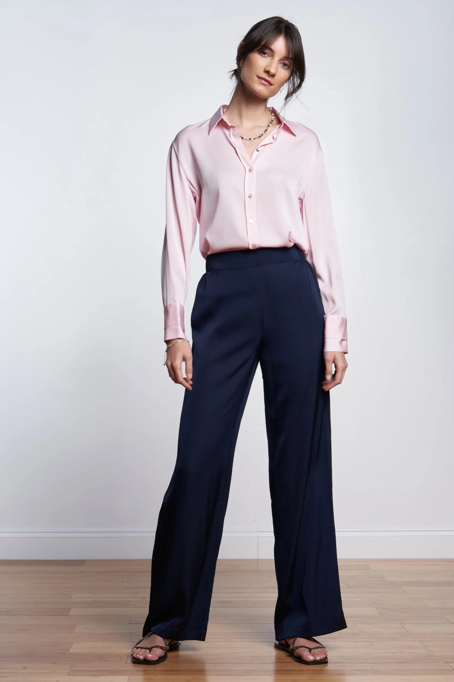 Amalfi Silk Pants Navy