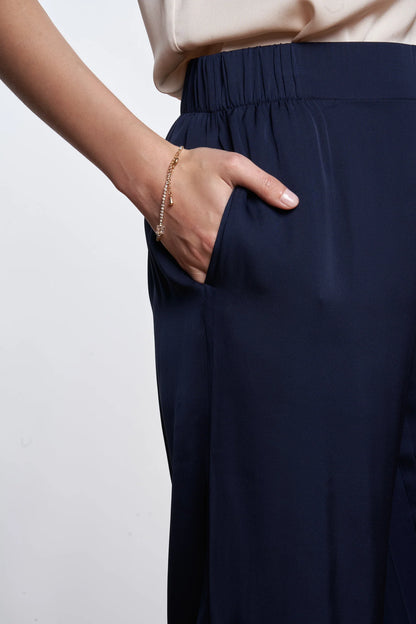 Amalfi Silk Pants Navy