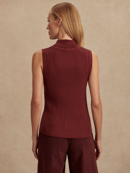 Anastasia Rib Knit Tank – New Maroon