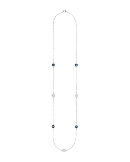 Long Blue Pearl Station Necklace