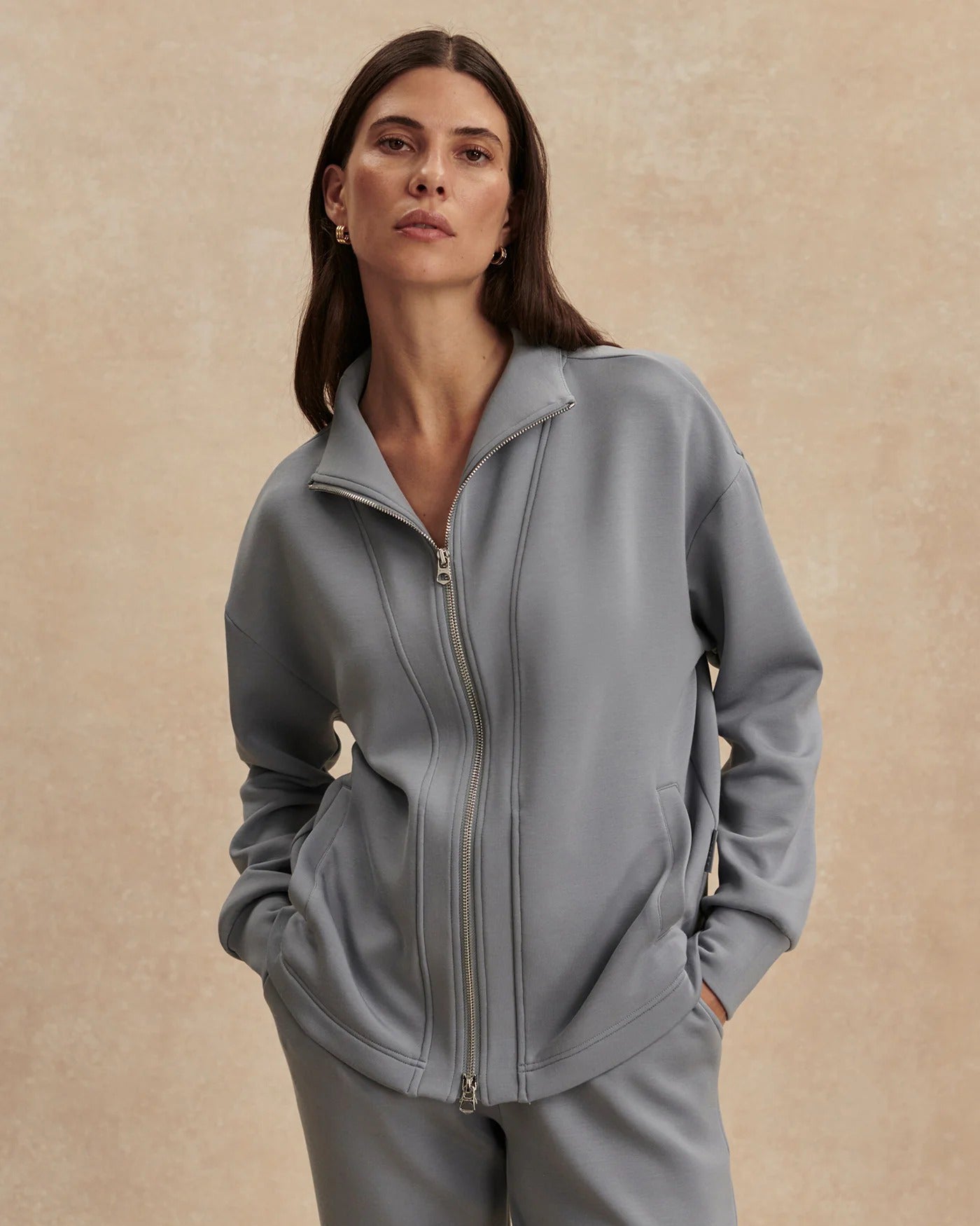 Arlene Zip-Through Sweat - Wind Blue