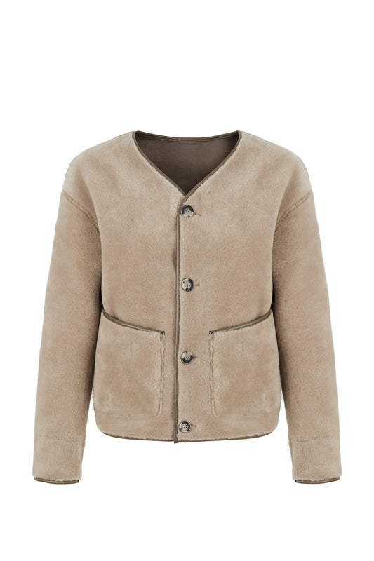 Reversible Blouson Jacket In Taupe