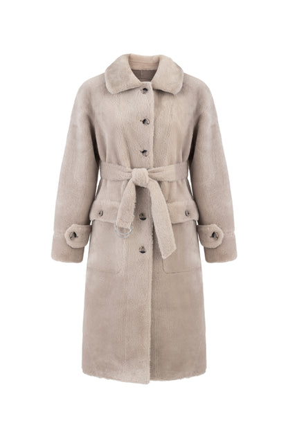 Reversible Belted Coat In Taupe