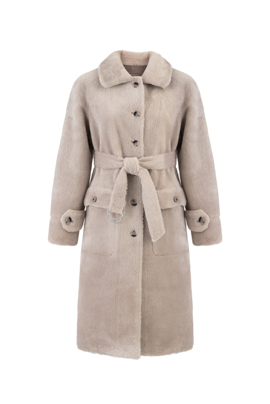 Reversible Belted Coat In Taupe
