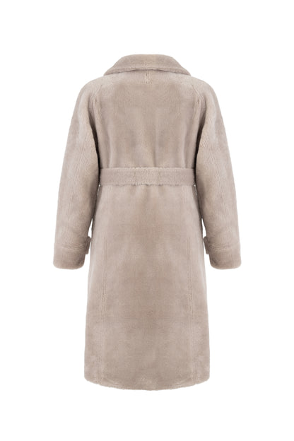 Reversible Belted Coat In Taupe
