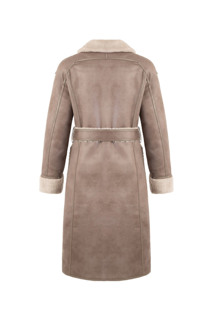 Reversible Belted Coat In Taupe